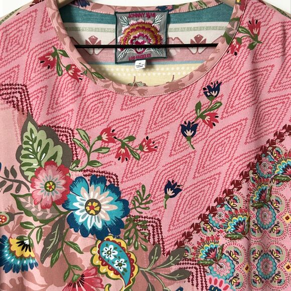 Johnny Was Floral Abstract Print Blouse in Pink Size Medium - Picture 2 of 6